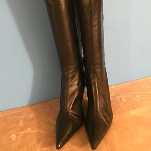 Classic Black Pointed Toe Knee High Boots